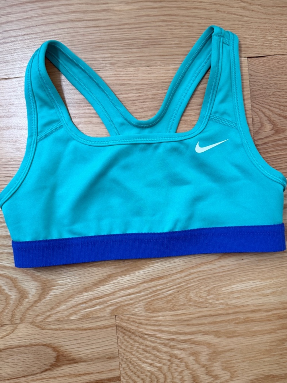 Nike Girl’s Teal Racerback Sports Bra with Blue Band
